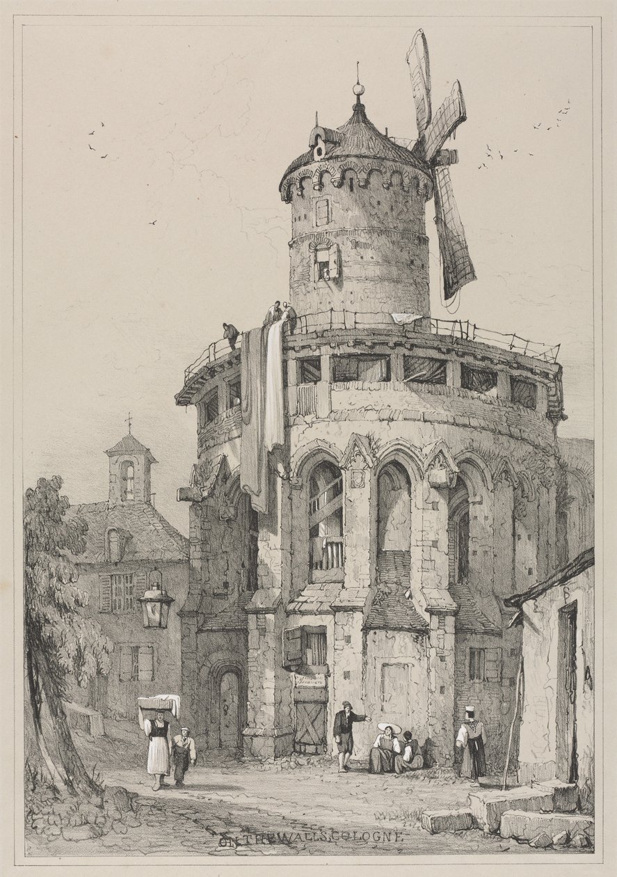 法兰德斯和德国制造的素描传真：在墙上，科隆，1833年。 作者 塞缪尔·普鲁特