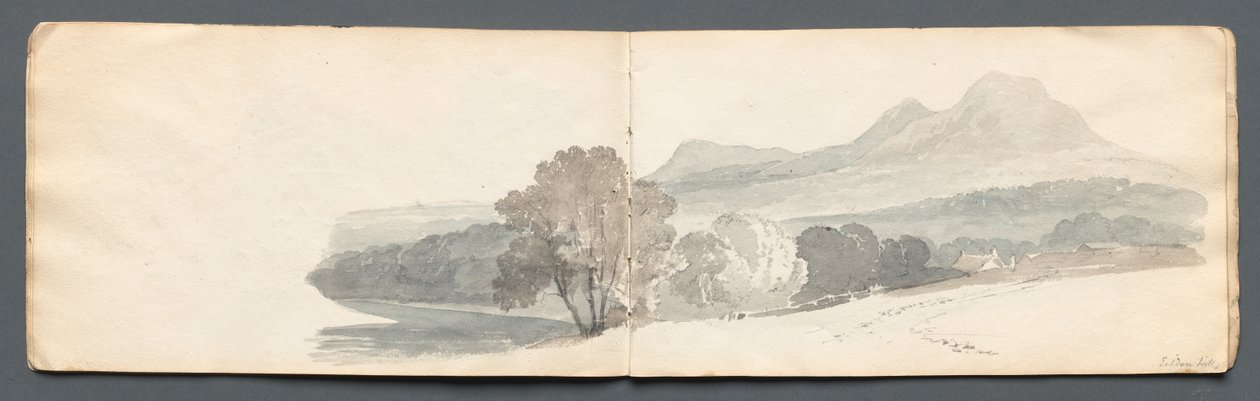 写生簿：艾尔登·希尔斯（Eildon Hills），1814年。 作者 塞缪尔·普鲁特