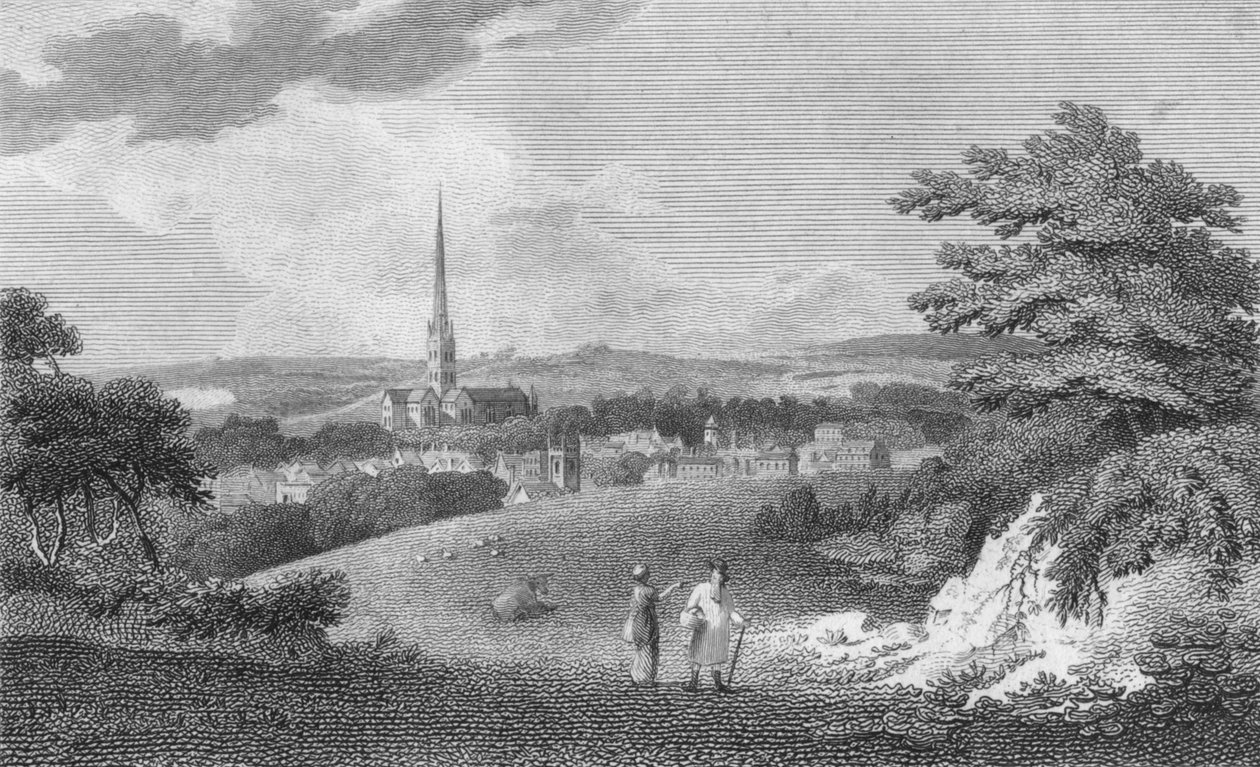 索尔兹伯里（Salisbury），来自伦敦路（1805） 作者 塞缪尔·罗尔（Samuel Rawle）