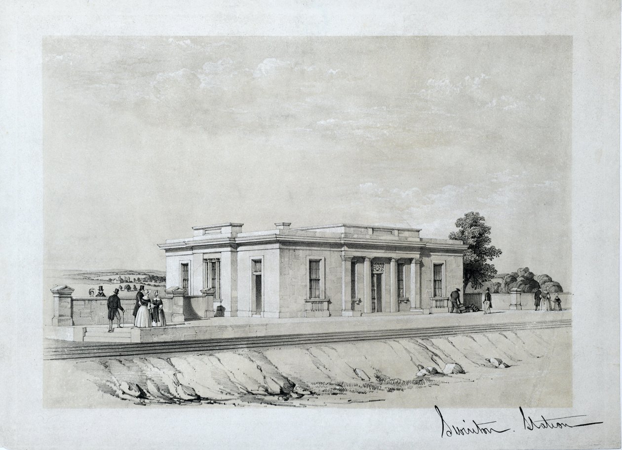 斯温顿站，c1840（纸上着色版画） 作者 塞缪尔·拉塞尔