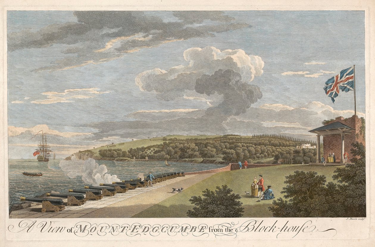 A View of Mount Edgcumbe from the Block House, pub.1755. 作者 塞缪尔·斯科特