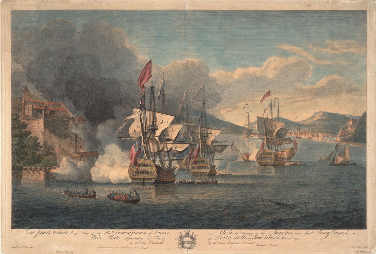 1739年11月22日，爱德华·弗农海军上将占领贝洛港 作者 塞缪尔·斯科特