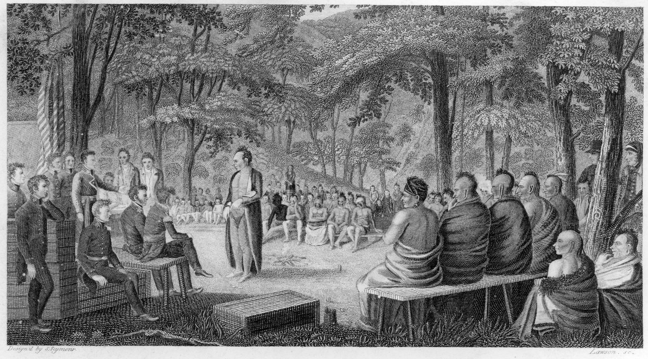 主要长期与奥托（密苏里州）印第安人一起举行议会，由劳森雕刻，1819年 作者 塞缪尔·西摩