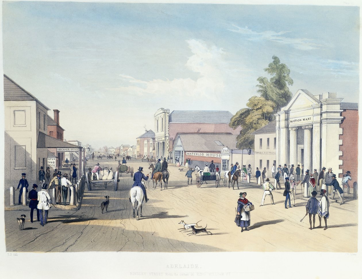 阿德莱德，Hindley Street，41板，来自乔治·法国·安加斯（George French Angas）的“南澳大利亚插图” 作者 塞缪尔·托马斯·吉尔