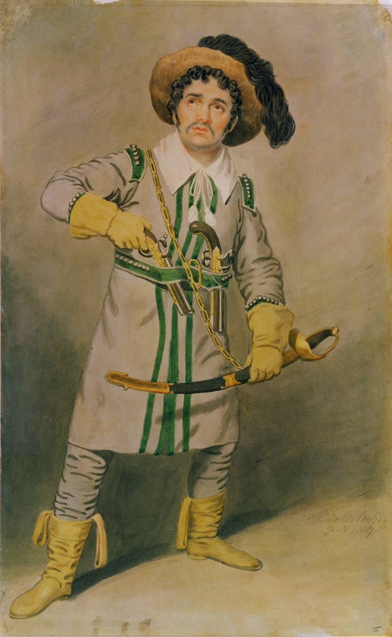乔治·史密斯（1777-1836）作为“樵夫小屋”中的Schampt，由WH Arnold在Drury Lane剧院演出，1816-17 作者 塞缪尔·德·维尔德