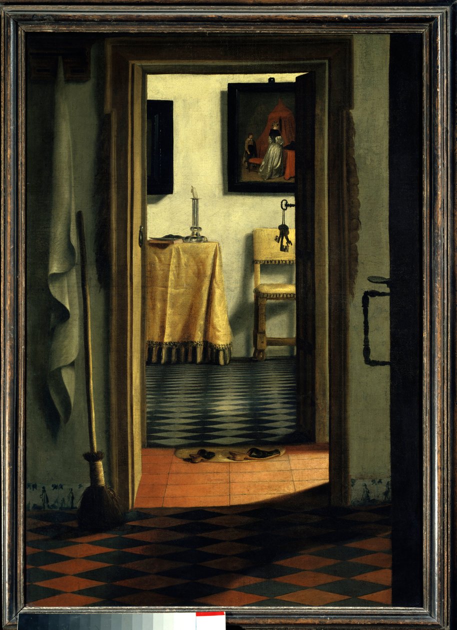 拖鞋 荷兰房子的内部 - Samuel Hoogstraten (1626-1678) (ec flam) 绘画 17 世纪太阳 1,03x0,70 米巴黎，卢浮宫博物馆 作者 塞缪尔·范霍格斯特拉滕