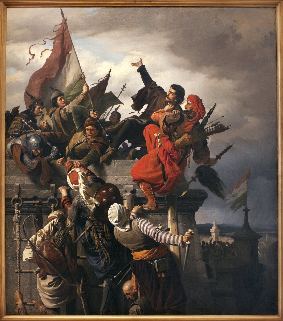 The sacrifice of Titusz Dugovics (? -1456). Hungarian national Heros, which was distinguished during the siege of Belgrade by the Ottoman Empire. Painting by Sandor Wagner (1838-1919), Oil On Canvas 作者 亚历山大·冯·瓦格纳