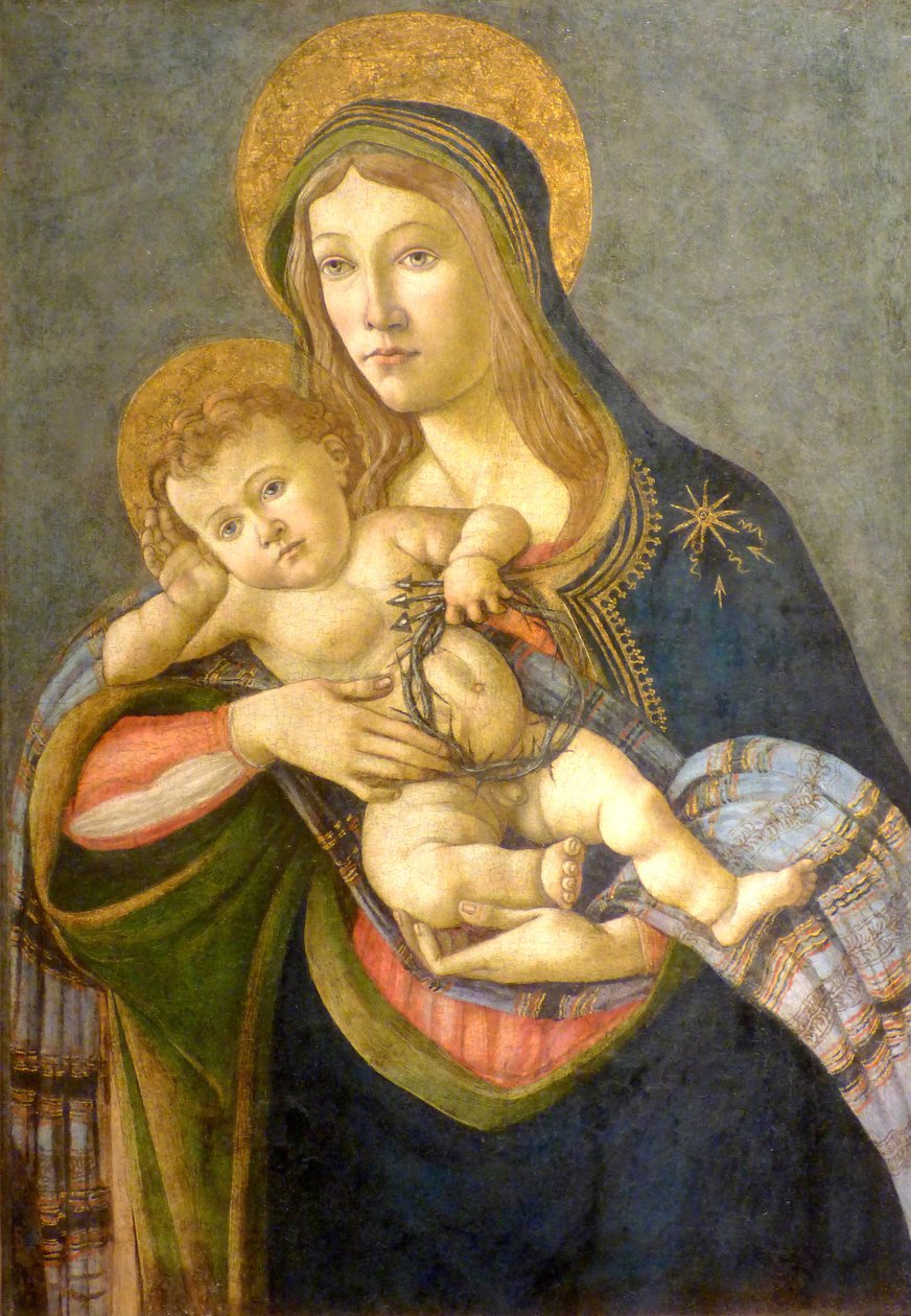 ：圣母与荆棘冠冕与三指甲的孩子 作者 桑德罗·波提切利（Sandro Botticelli）