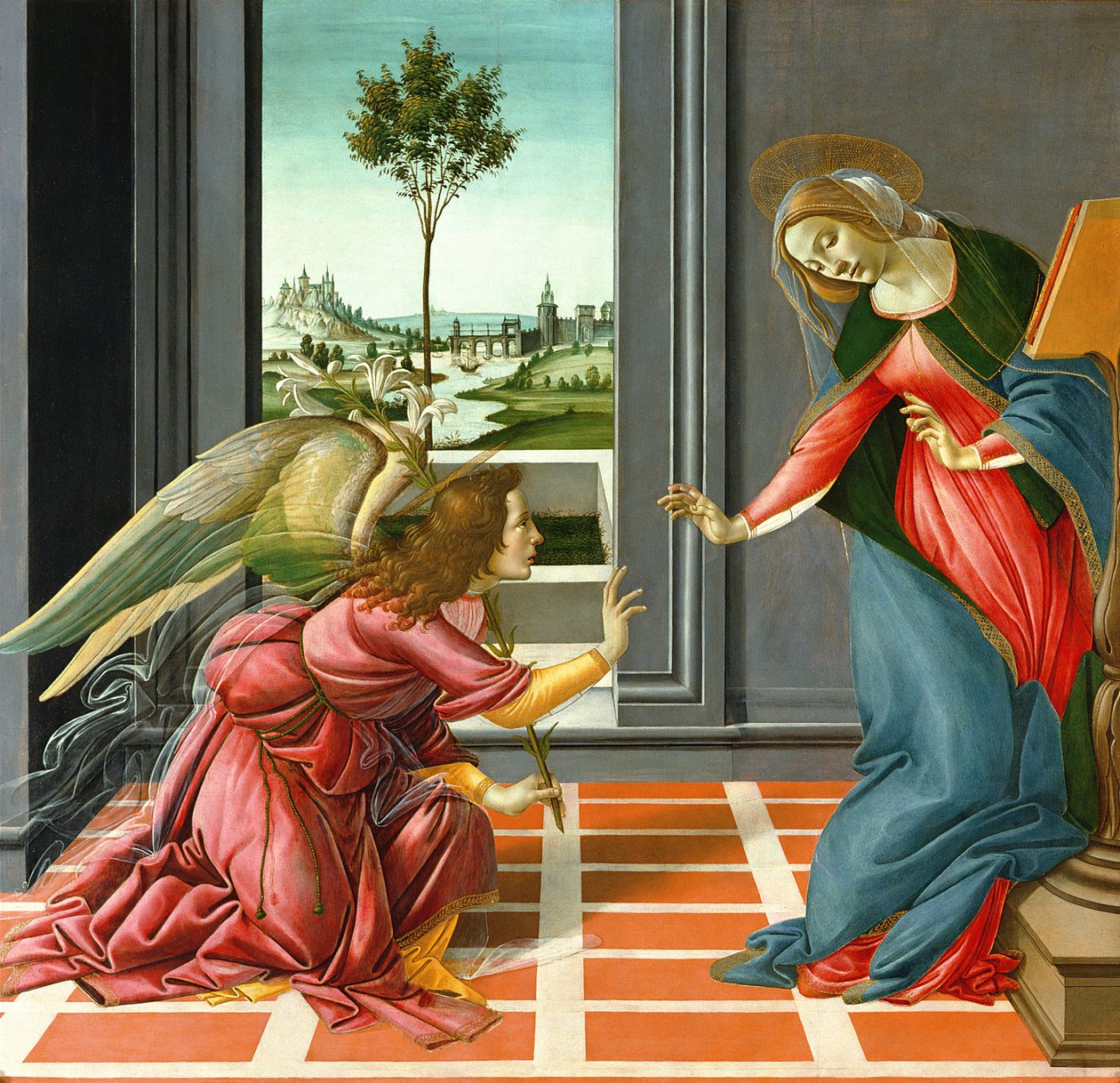 报喜（小组上的蛋彩画），1489 作者 桑德罗·波提切利（Sandro Botticelli）
