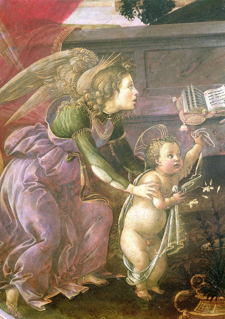 从Madonna del Padiglione的细节 作者 桑德罗·波提切利（Sandro Botticelli）