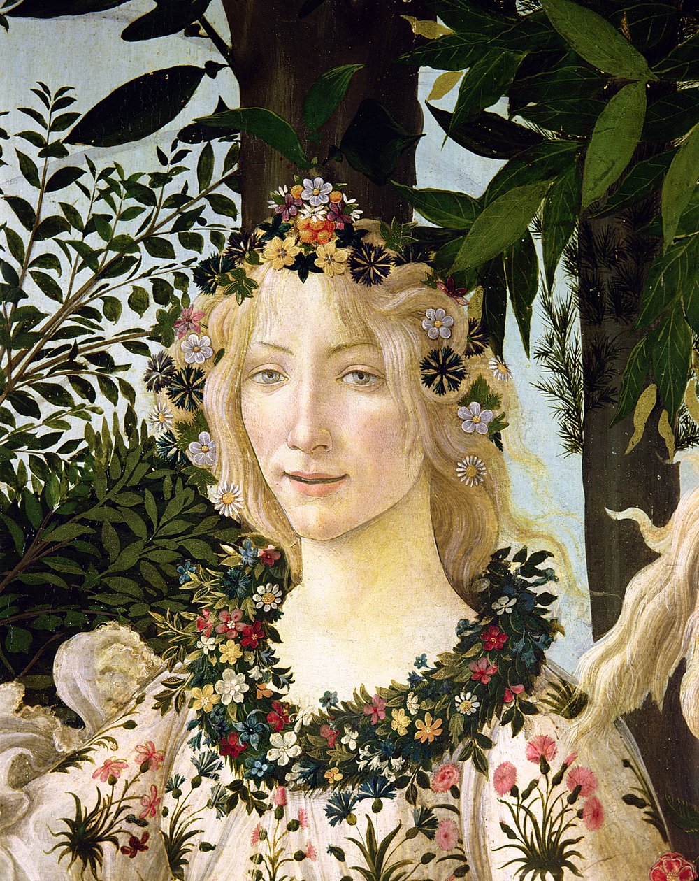 植物群，细节来自Primavera，c.1478（面板上的蛋彩画） 作者 桑德罗·波提切利（Sandro Botticelli）