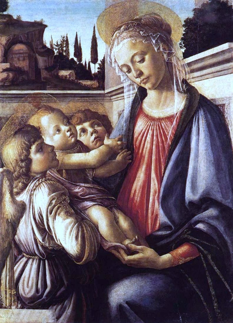 麦当娜和孩子和两个天使 作者 桑德罗·波提切利（Sandro Botticelli）