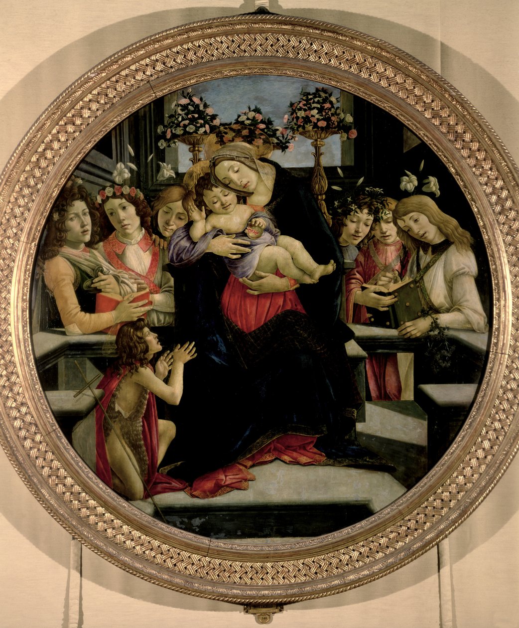 麦当娜和儿童与天使和圣施洗约翰 作者 桑德罗·波提切利（Sandro Botticelli）
