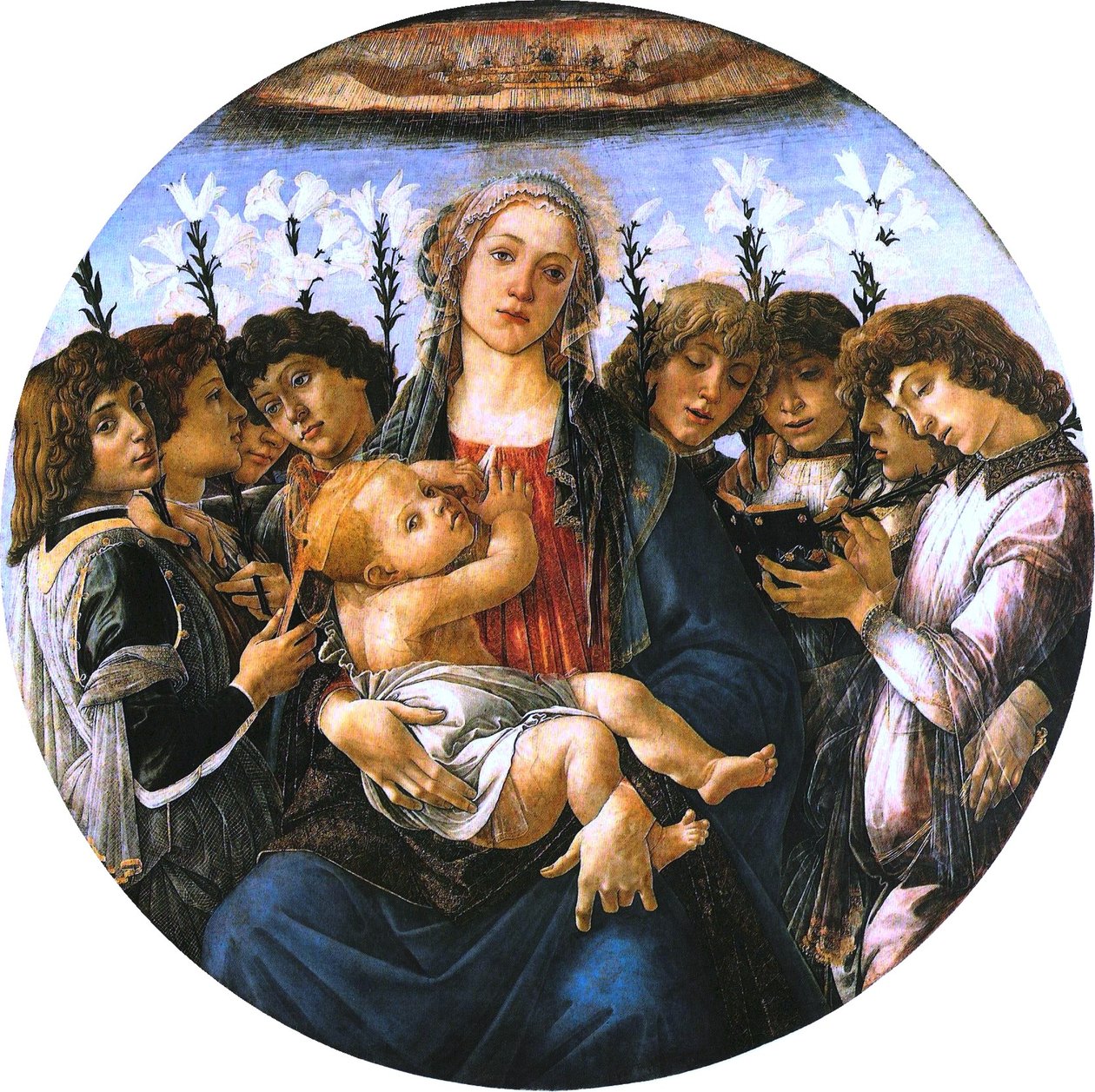 麦当娜带着孩子和歌唱天使 作者 桑德罗·波提切利（Sandro Botticelli）