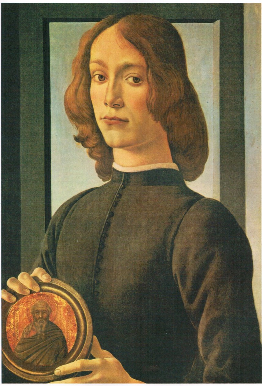 一个年轻人的画象有medalion的 作者 桑德罗·波提切利（Sandro Botticelli）