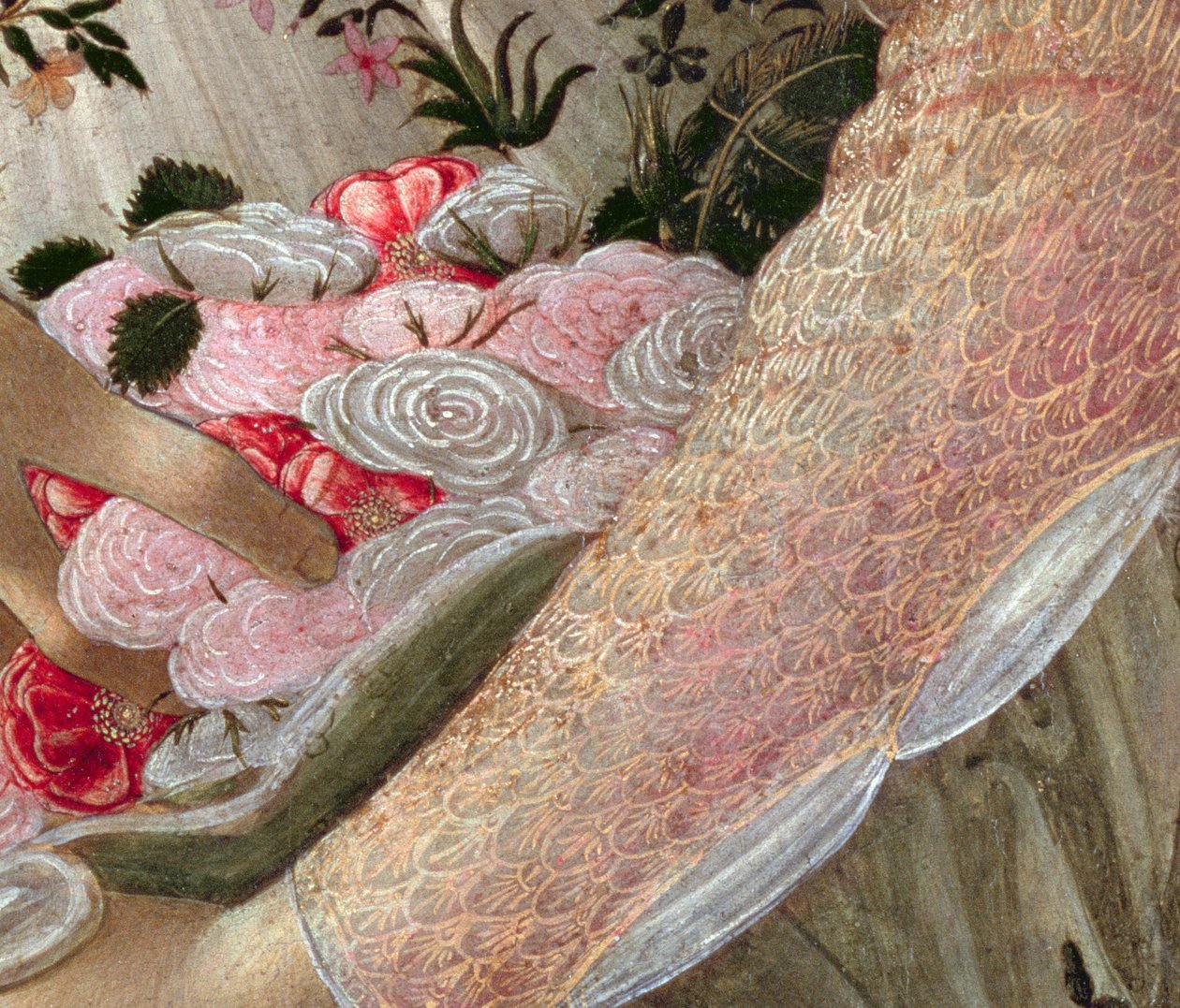 Primavera，c.1478，558的面板细节上的蛋彩画 作者 桑德罗·波提切利（Sandro Botticelli）