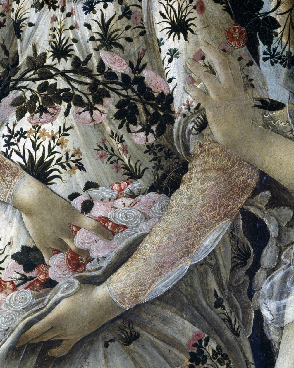 Primavera，c.1478，558的面板细节上的蛋彩画 作者 桑德罗·波提切利（Sandro Botticelli）