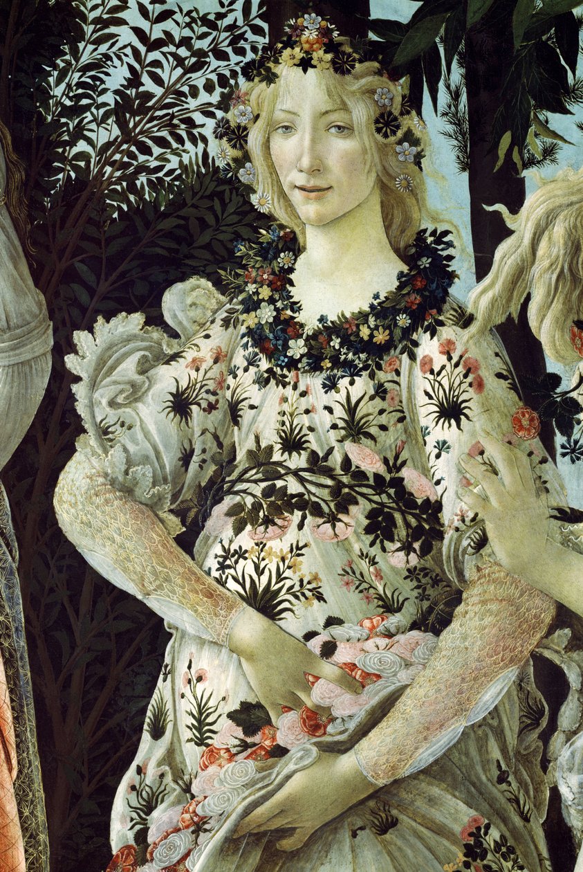 Primavera，c.1478，558的面板细节上的蛋彩画 作者 桑德罗·波提切利（Sandro Botticelli）