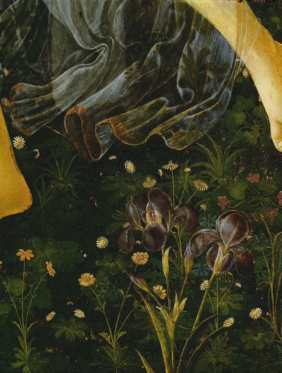 Primavera，花的细节，c.1478，在558的盘区细节的蛋彩画 作者 桑德罗·波提切利（Sandro Botticelli）