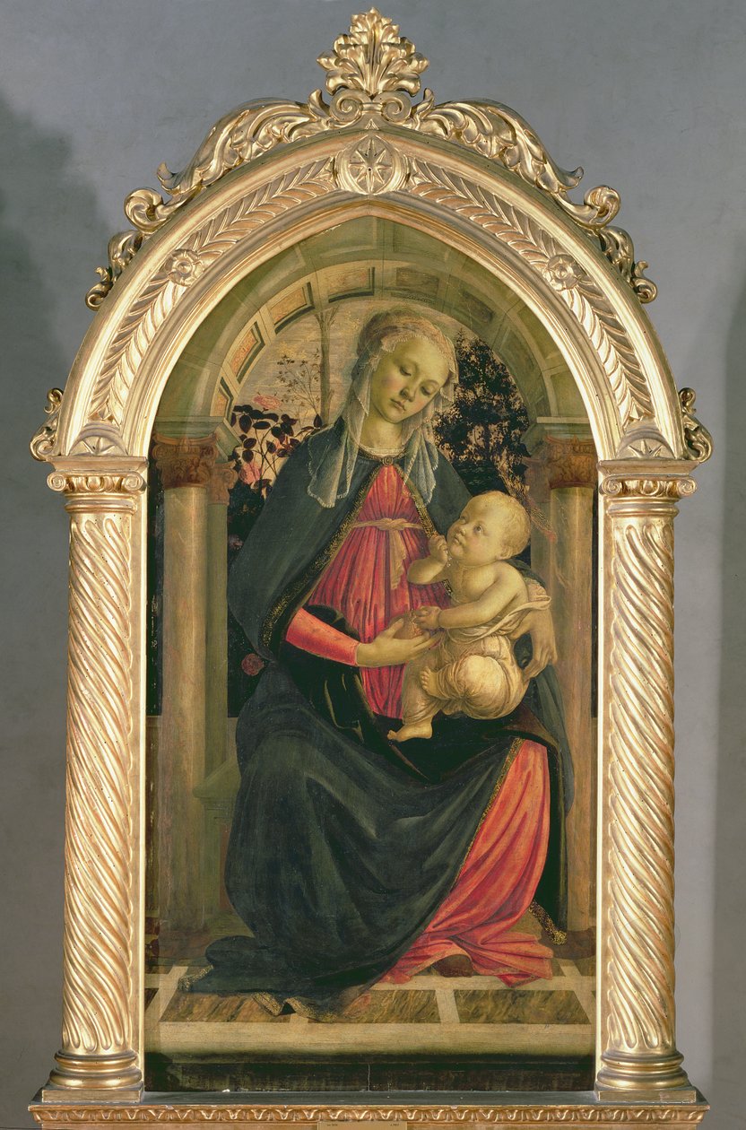 玫瑰的圣母，c.1470（面板上的蛋彩画） 作者 桑德罗·波提切利（Sandro Botticelli）