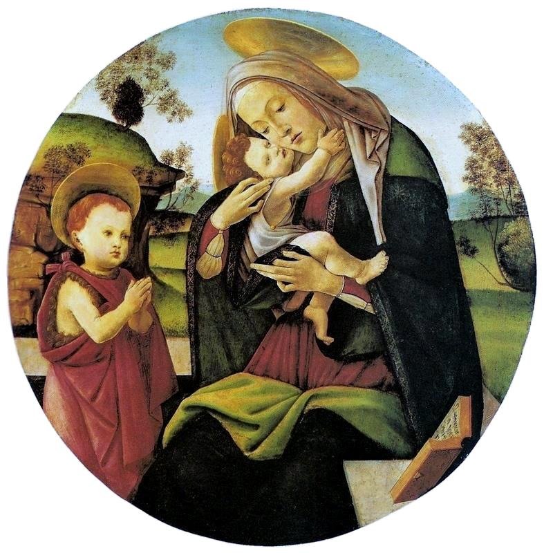 处女与孩子和圣约翰浸信会孩子 作者 桑德罗·波提切利（Sandro Botticelli）
