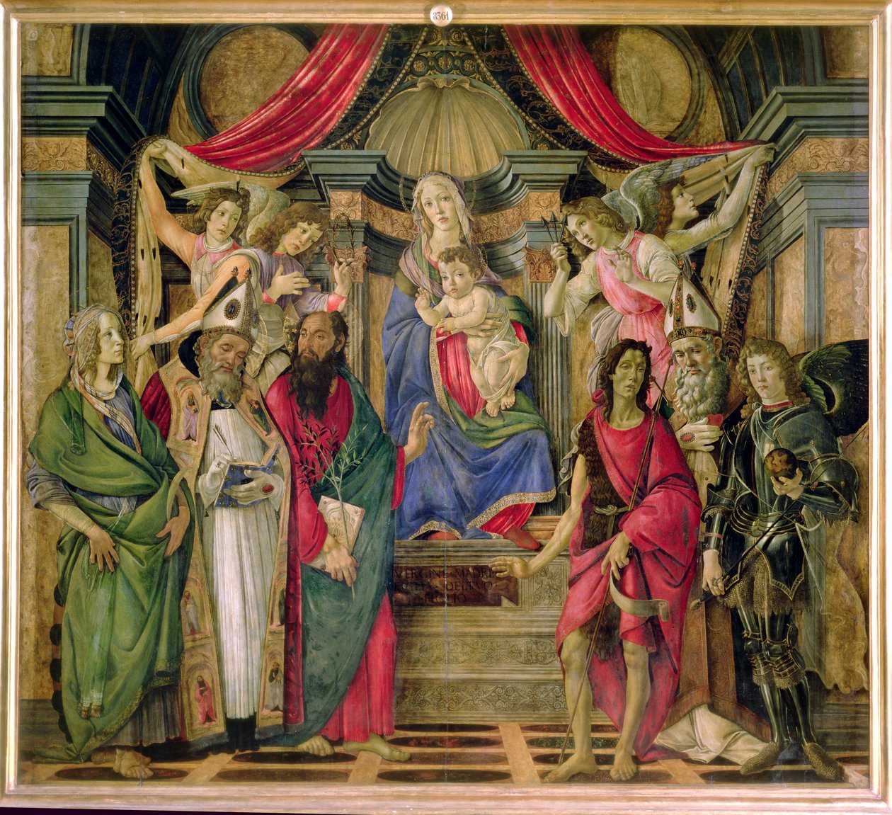 来自San Barnabas祭坛的圣母与圣徒，c.1480-81（面板上的蛋彩画） 作者 桑德罗·波提切利（Sandro Botticelli）
