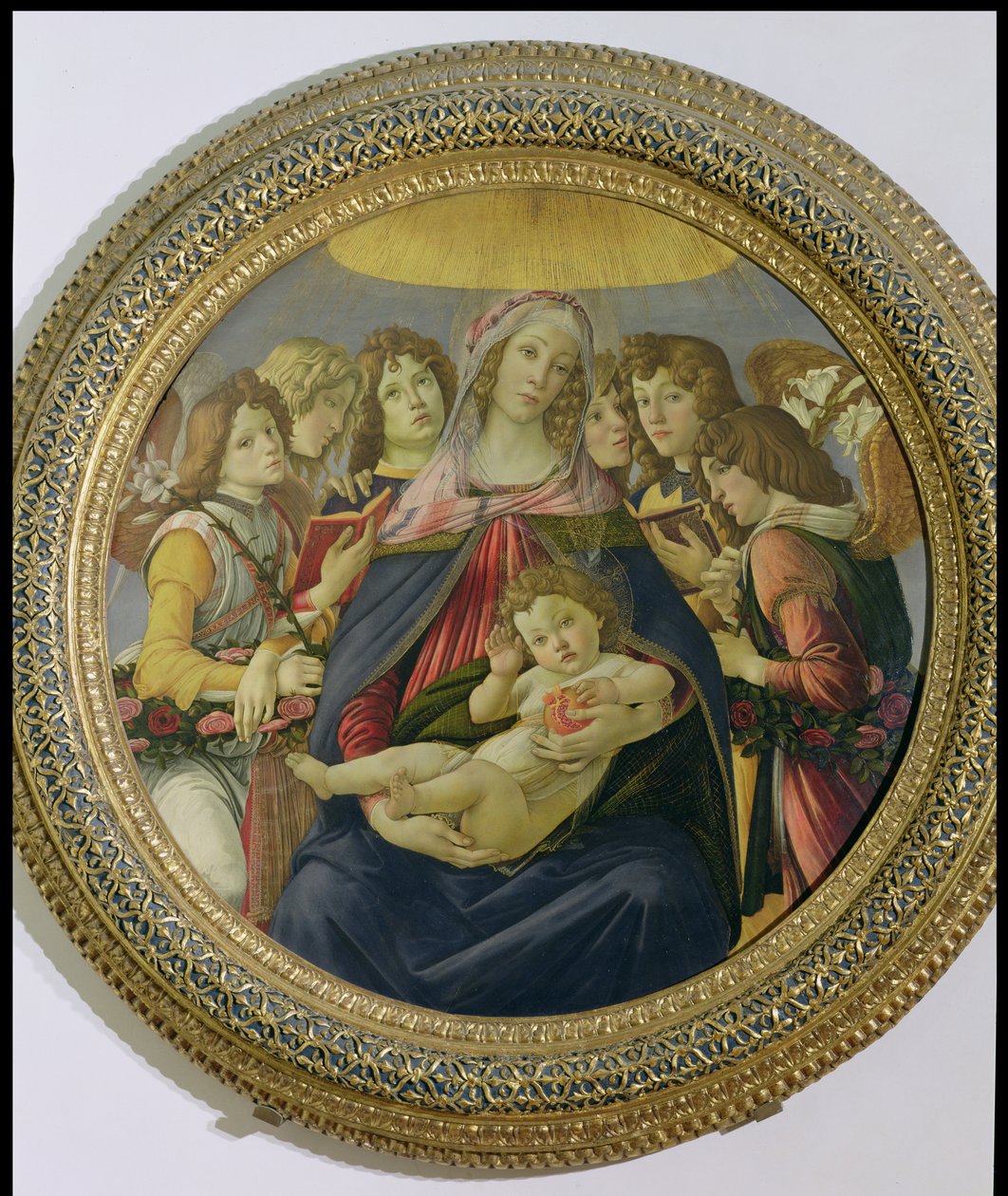 处女六子天使，称为石榴的麦当娜，c.1478-79（面板上的蛋彩画）（详见148859） 作者 桑德罗·波提切利（Sandro Botticelli）