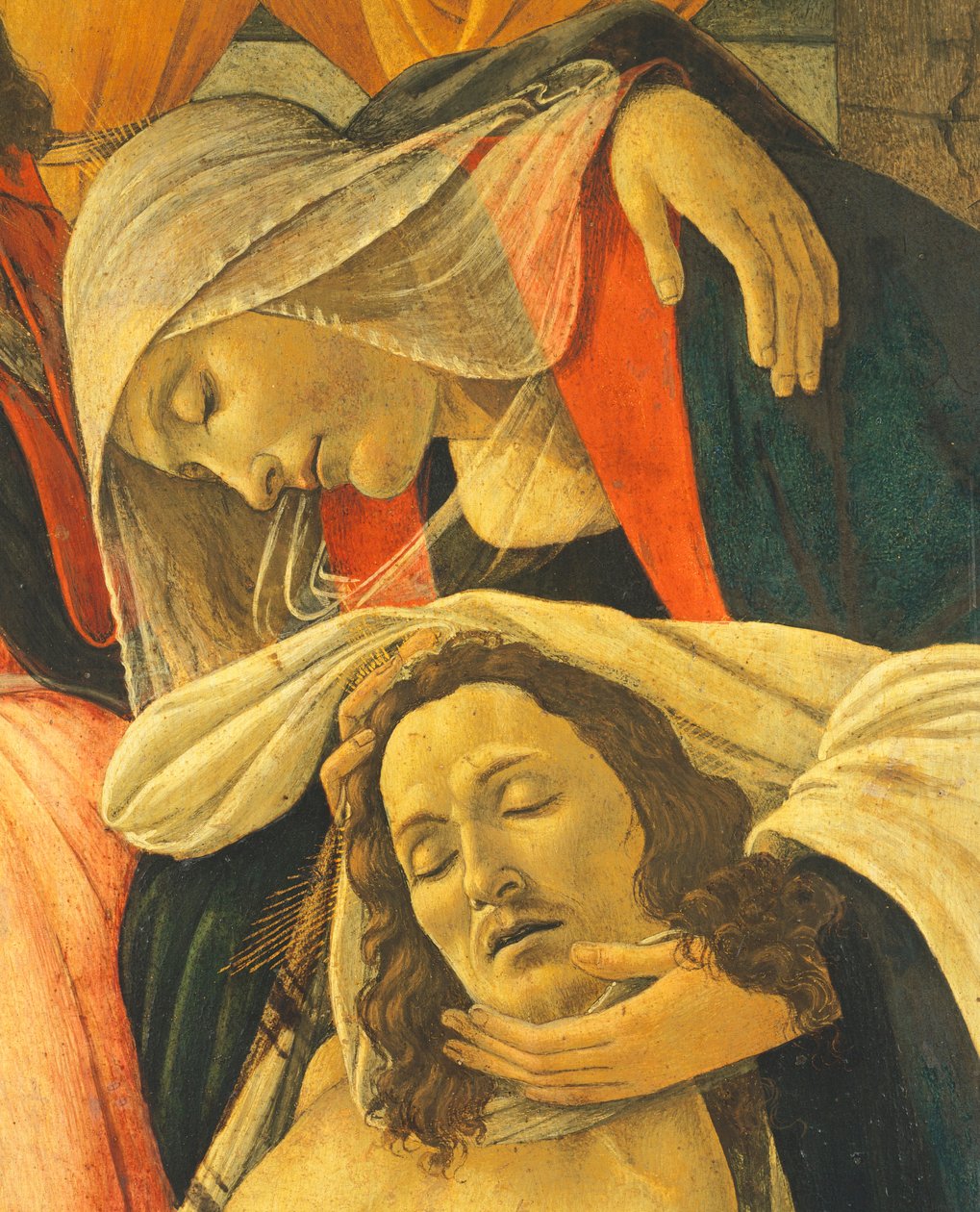 对死去的基督的哀悼，c.1490-1500（面板上的蛋彩画）（细节） 作者 桑德罗·波提切利（Sandro Botticelli）