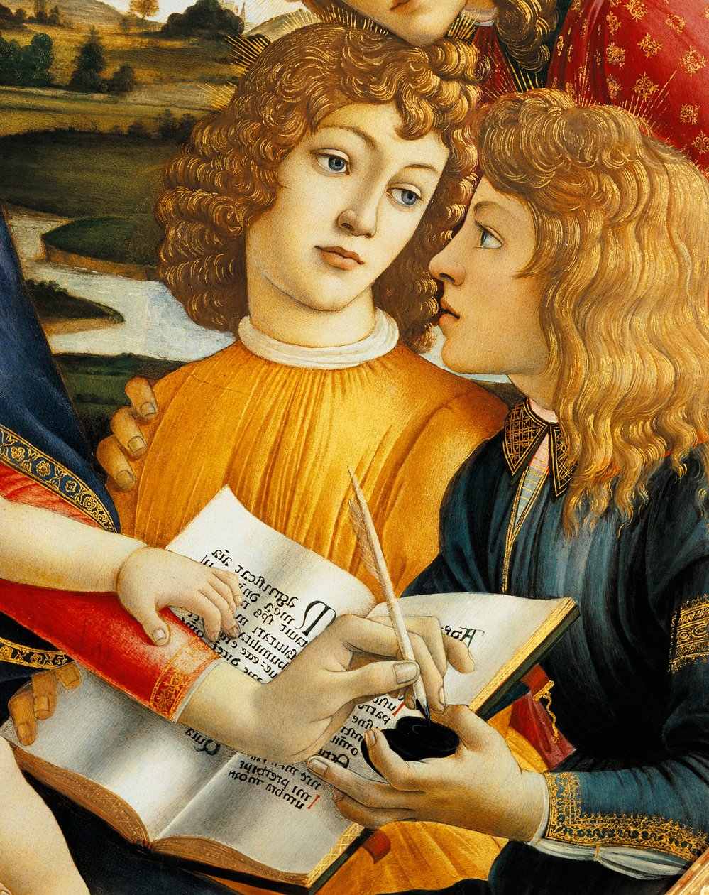 Lorenzo Magnificent 和他的兄弟 Giuliano de Medici，麦当娜和孩子与天使或麦当娜的细节 作者 桑德罗·波提切利（Sandro Botticelli）