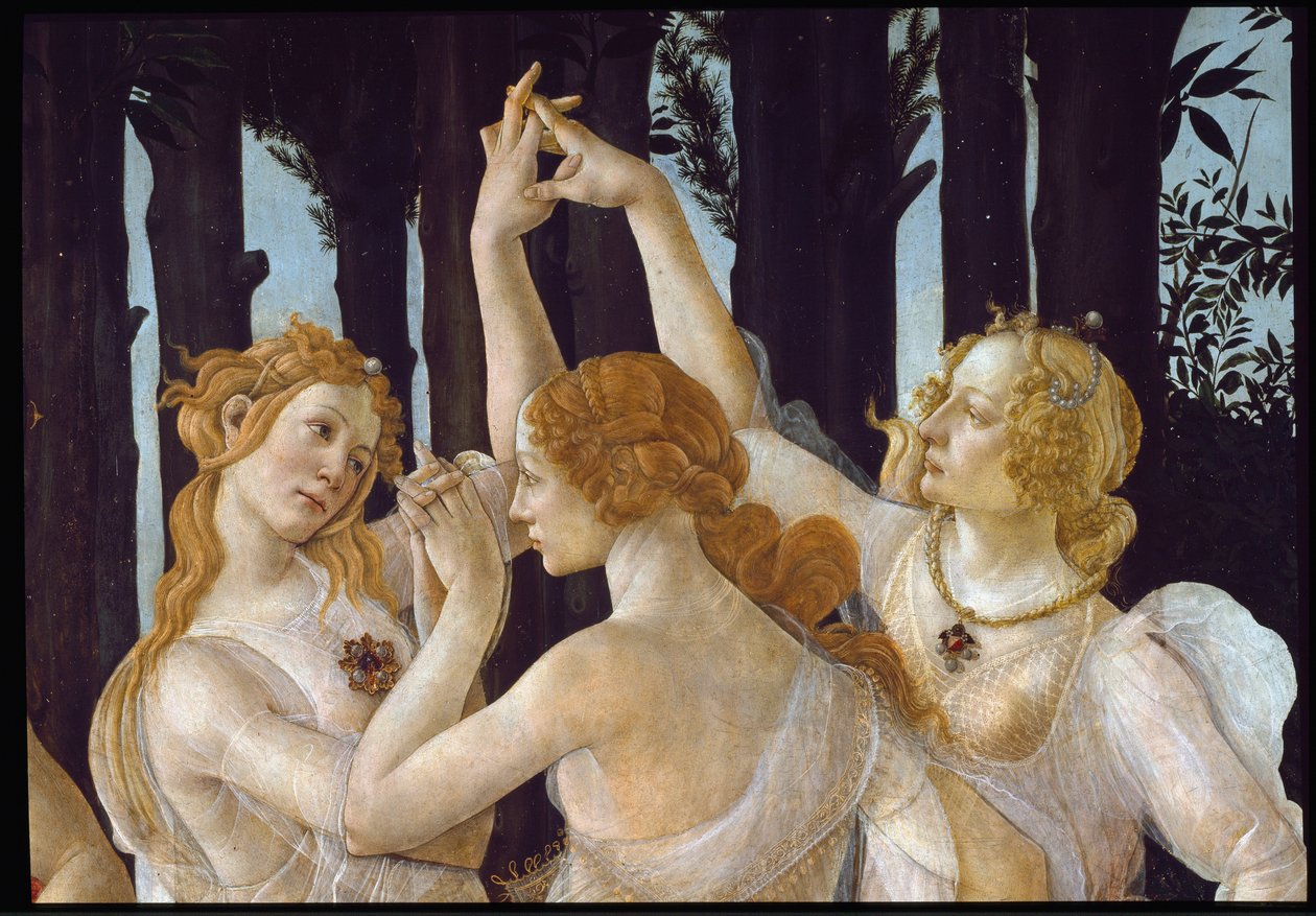 春天。 代表三恩的细节 作者 桑德罗·波提切利（Sandro Botticelli）