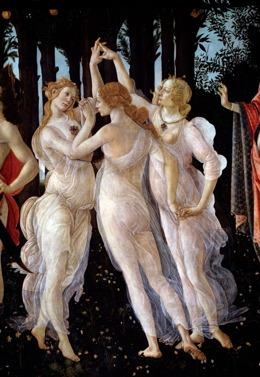 春天。三圣母》的细节（绘画 作者 桑德罗·波提切利（Sandro Botticelli）