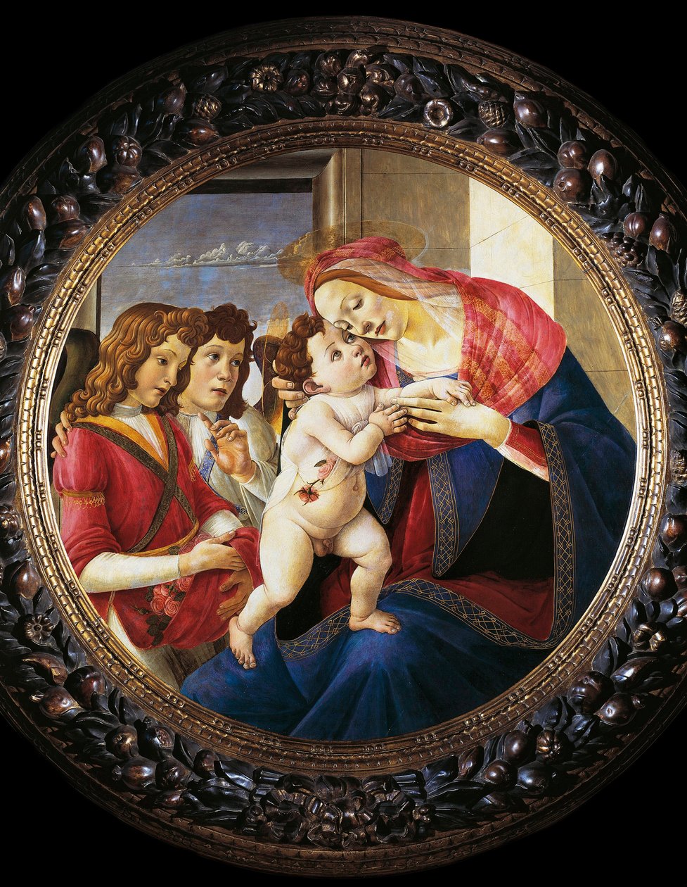 Virgin and Child 和两个天使（木头蛋彩画，c.1490） 作者 桑德罗·波提切利（Sandro Botticelli）