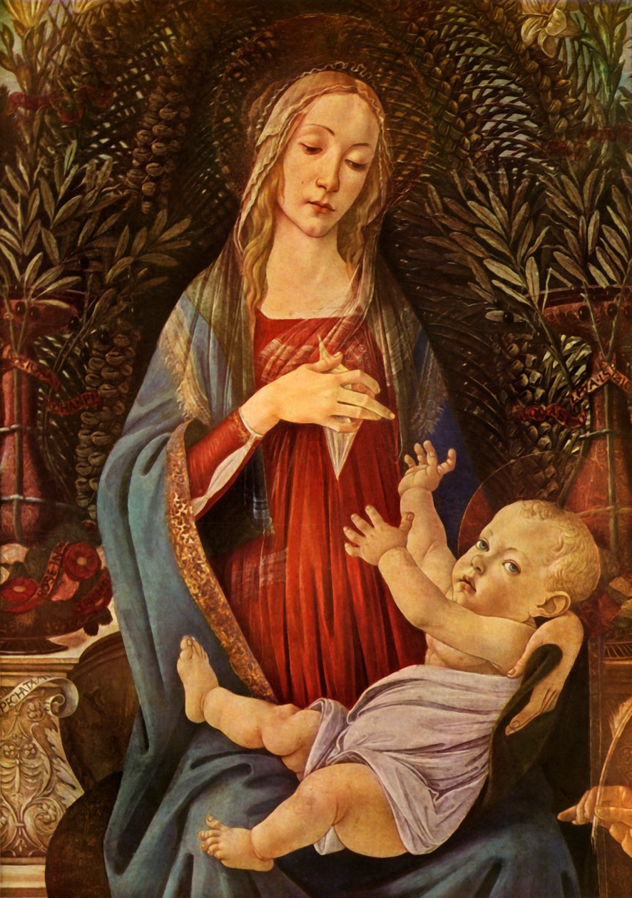 麦当娜和Child以及圣约翰夫妇的细节，1485年，1937年。 作者 桑德罗·波提切利（Sandro Botticelli）