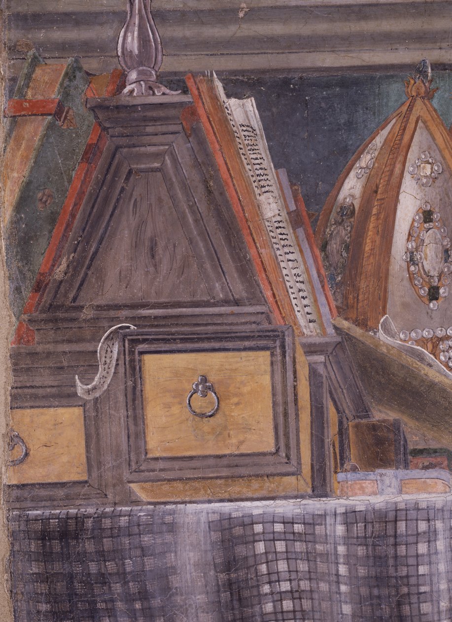 从圣奥古斯丁在他的细胞，c.1480壁画细节29143的细节 作者 桑德罗·波提切利（Sandro Botticelli）