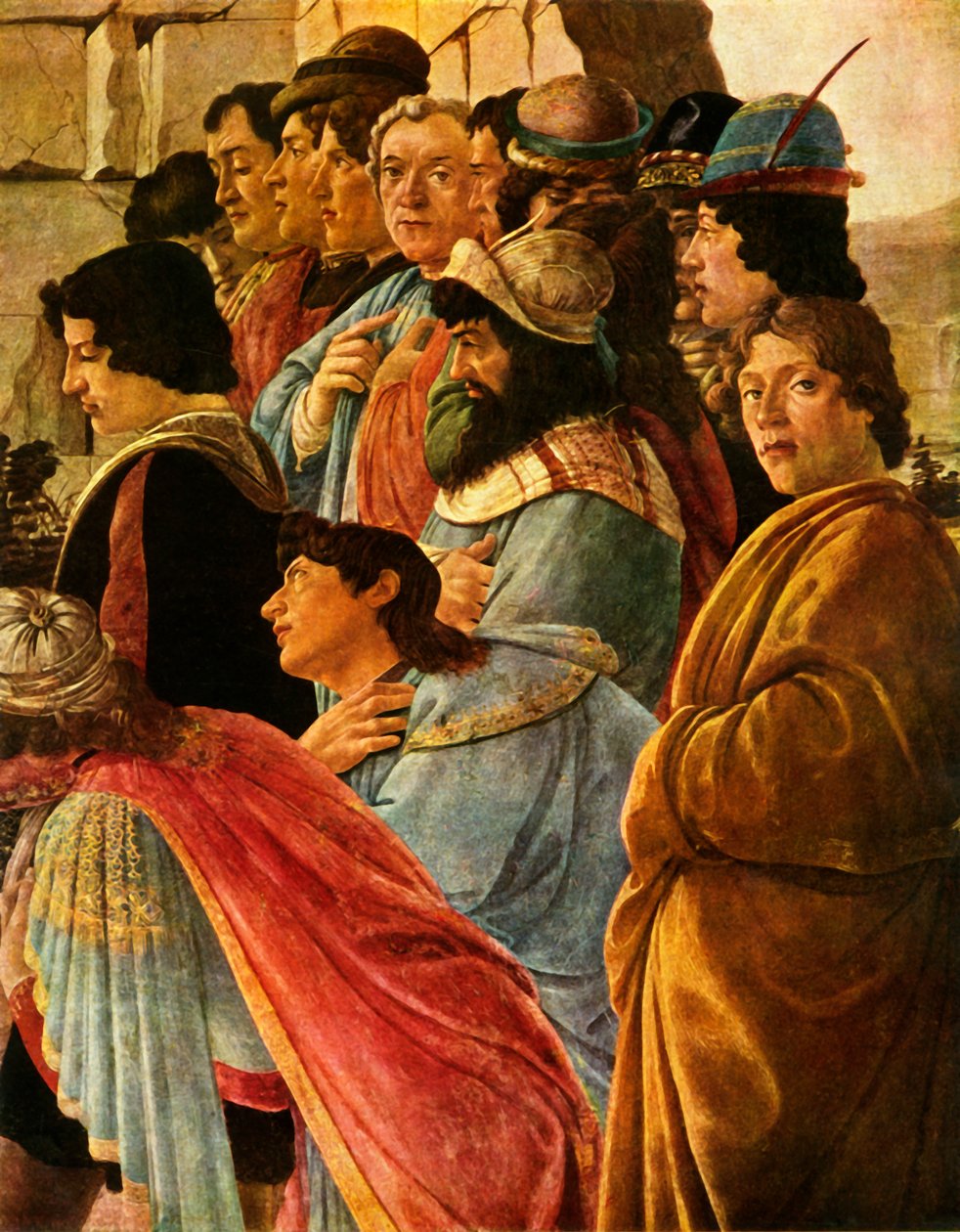《贤士的崇拜》中的细节以及波提切利的自画像，1475年，1937年。 作者 桑德罗·波提切利（Sandro Botticelli）