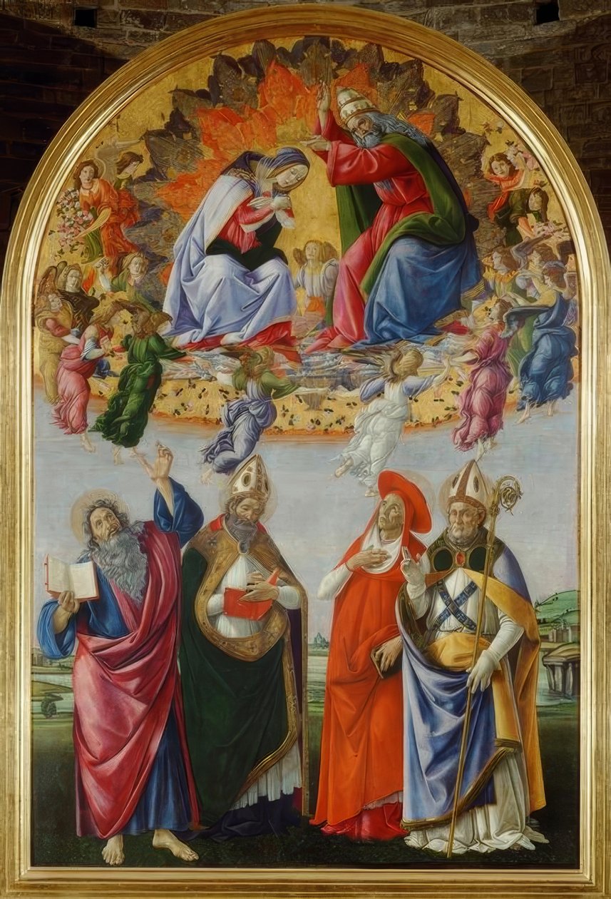 玛丽与四位圣徒加冕 作者 桑德罗·波提切利（Sandro Botticelli）