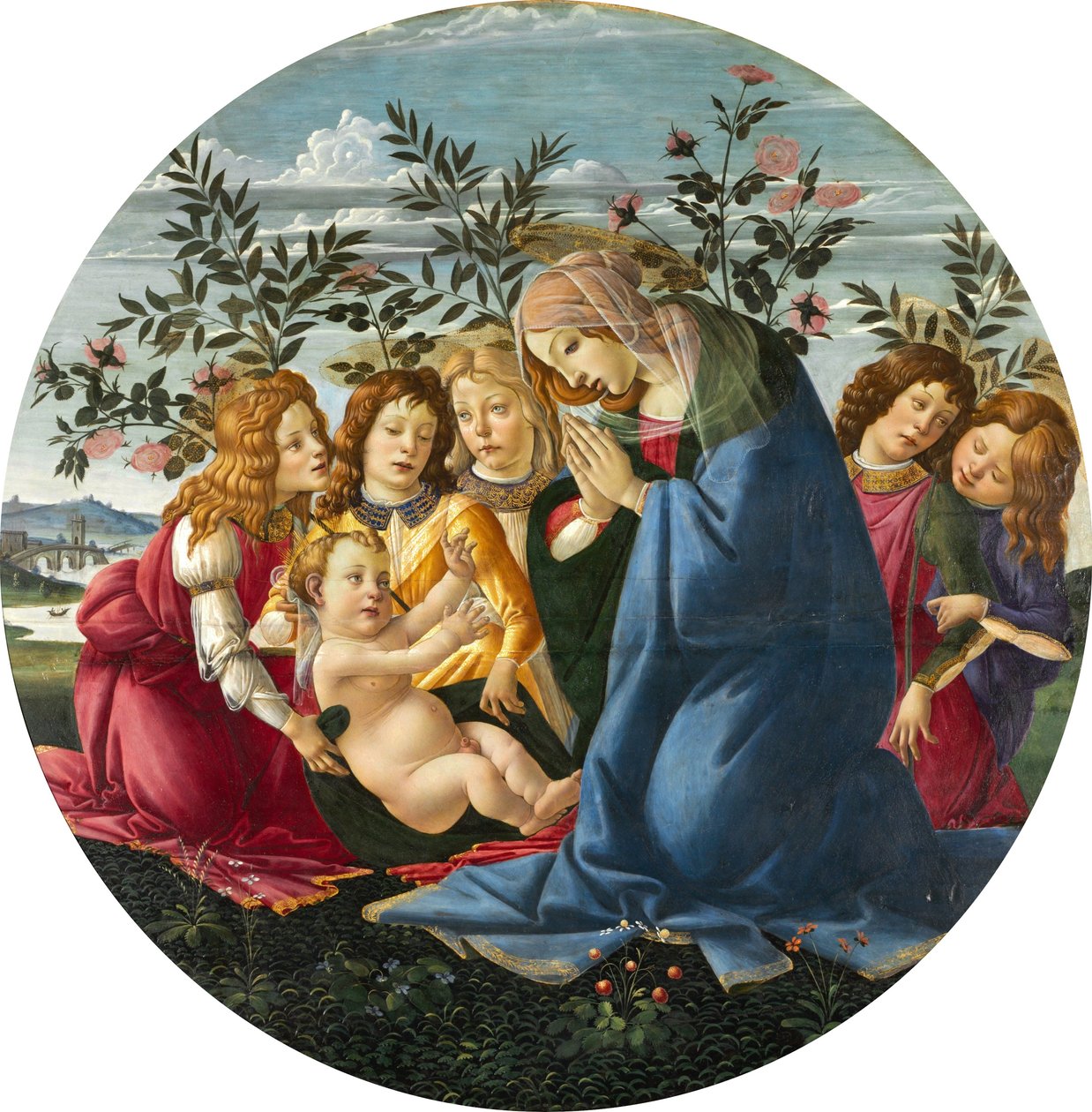 麦当娜用五个天使崇拜孩子 作者 桑德罗·波提切利（Sandro Botticelli）