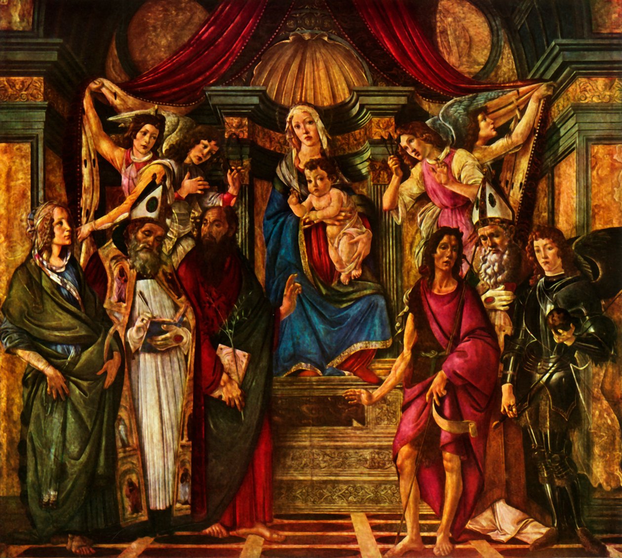麦当娜（Madonna）1483年登上六圣，1937年。 作者 桑德罗·波提切利（Sandro Botticelli）