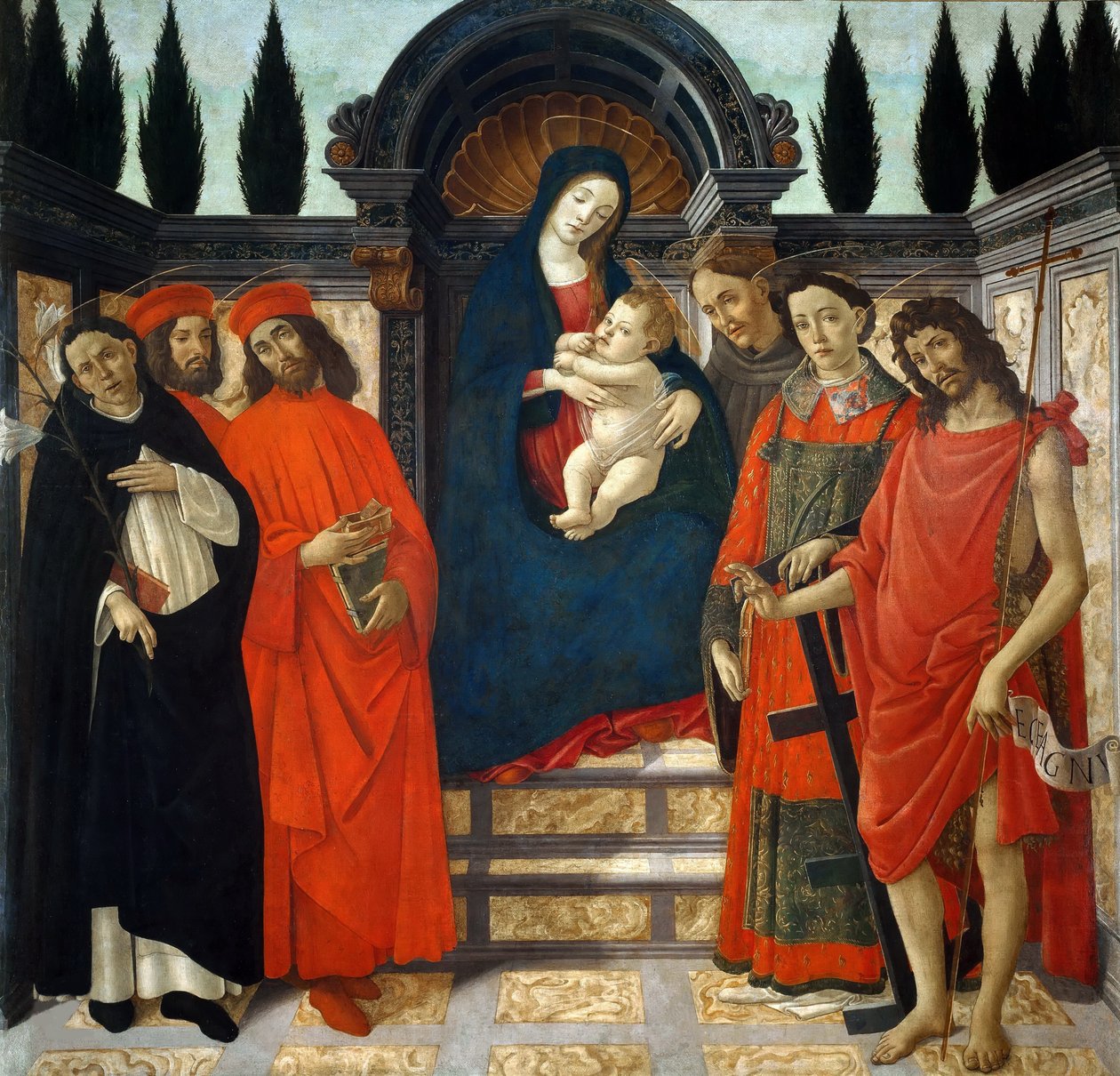 圣母玛利亚和圣徒Pala del Trebbio，约1490-1499。 作者 桑德罗·波提切利（Sandro Botticelli）