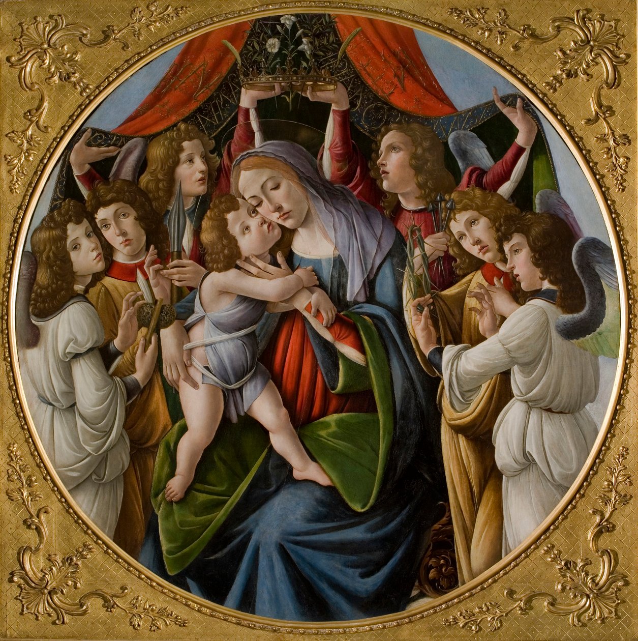 麦当娜和六个天使的孩子，约公元1500年。 作者 桑德罗·波提切利（Sandro Botticelli）