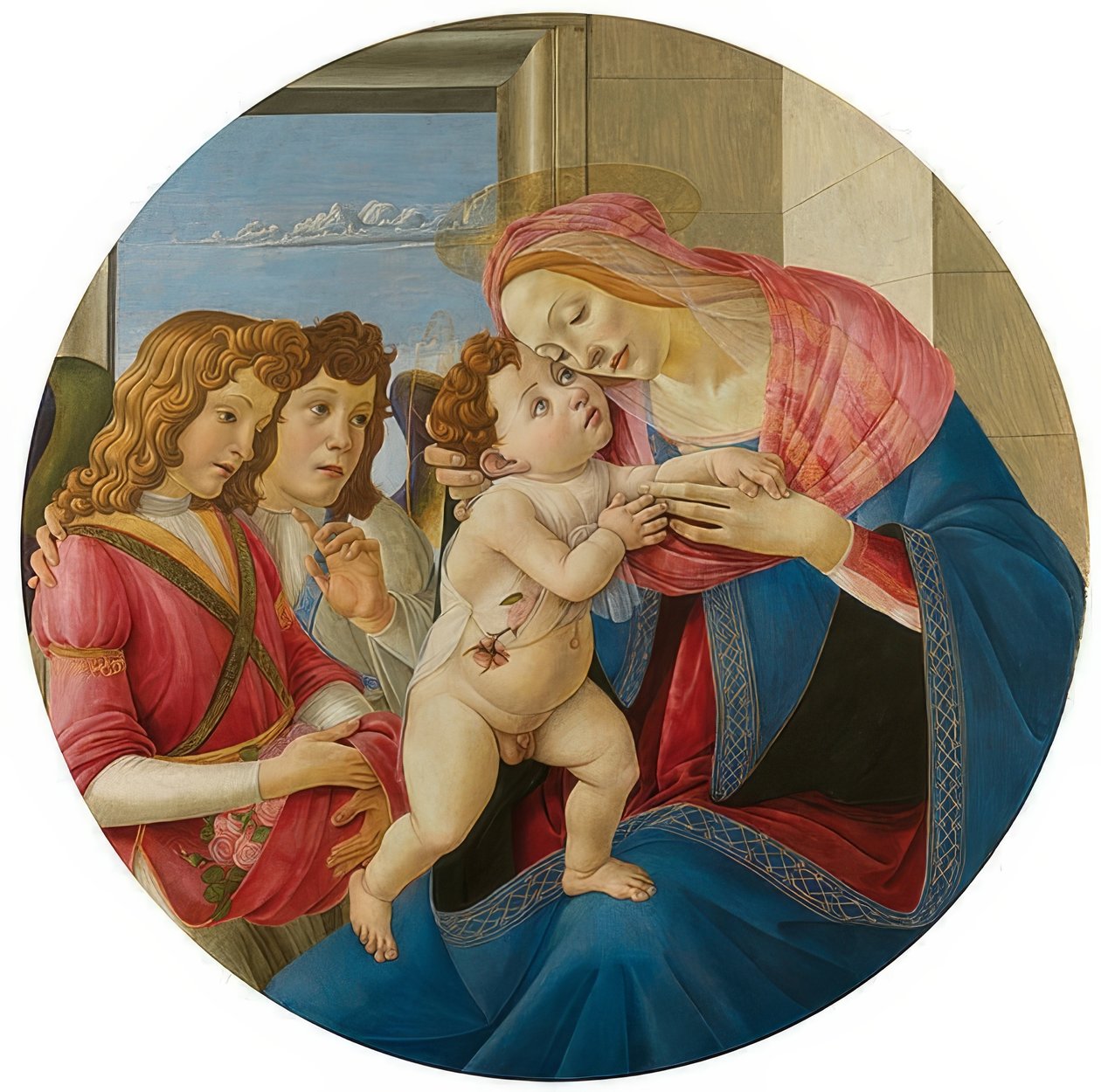 麦当娜和两个天使的孩子。约于1490年 作者 桑德罗·波提切利（Sandro Botticelli）