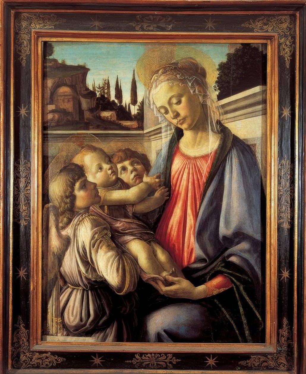 玛丽与孩子和两个天使 作者 桑德罗·波提切利（Sandro Botticelli）