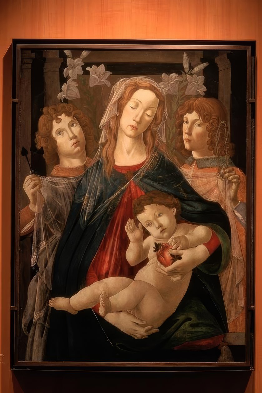玛丽带着孩子和两个天使 作者 桑德罗·波提切利（Sandro Botticelli）