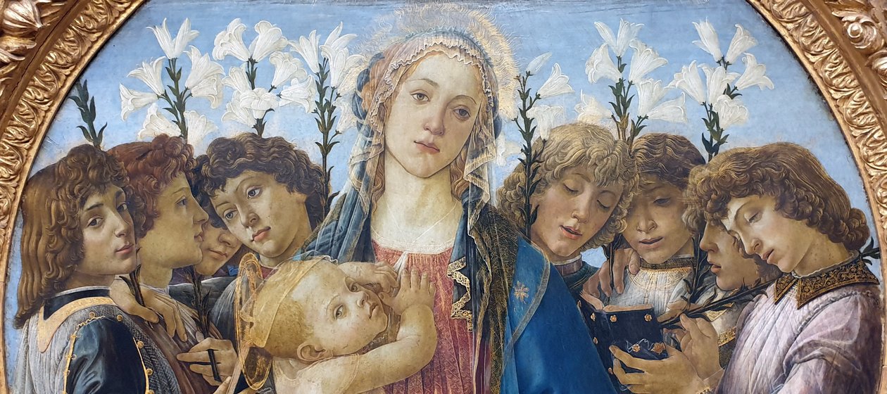 带着孩子的马利亚和歌唱的天使 作者 桑德罗·波提切利（Sandro Botticelli）