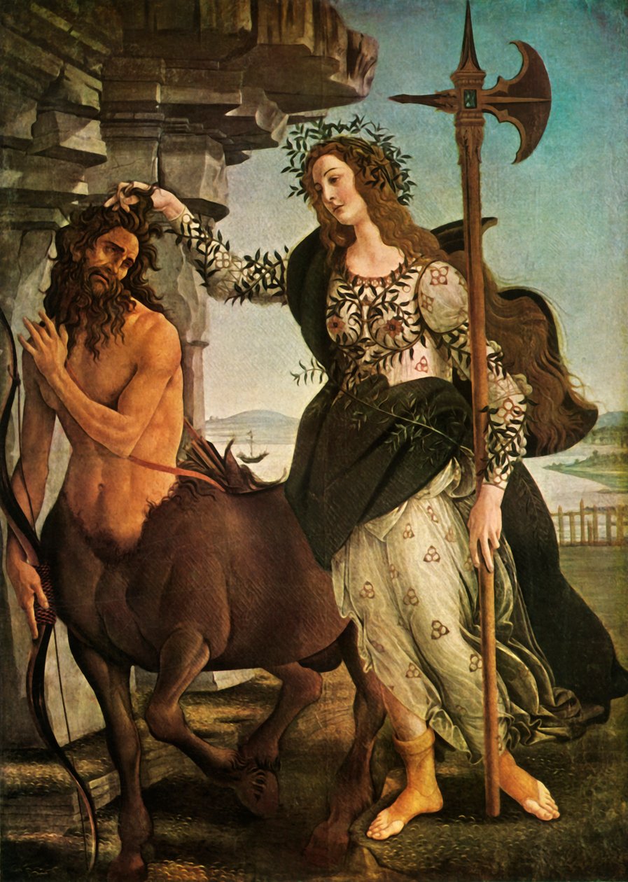 帕拉斯和半人马座，c1480-1485，1937年。 作者 桑德罗·波提切利（Sandro Botticelli）