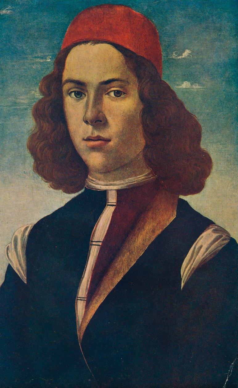 佛罗伦萨年轻贵族肖像，约15世纪，1907年 作者 桑德罗·波提切利（Sandro Botticelli）