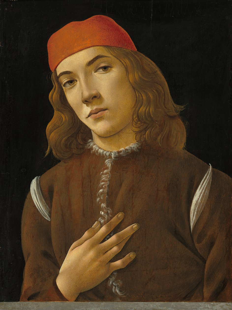 青年肖像，c.1482-85（白杨面板上的蛋彩画） 作者 桑德罗·波提切利（Sandro Botticelli）