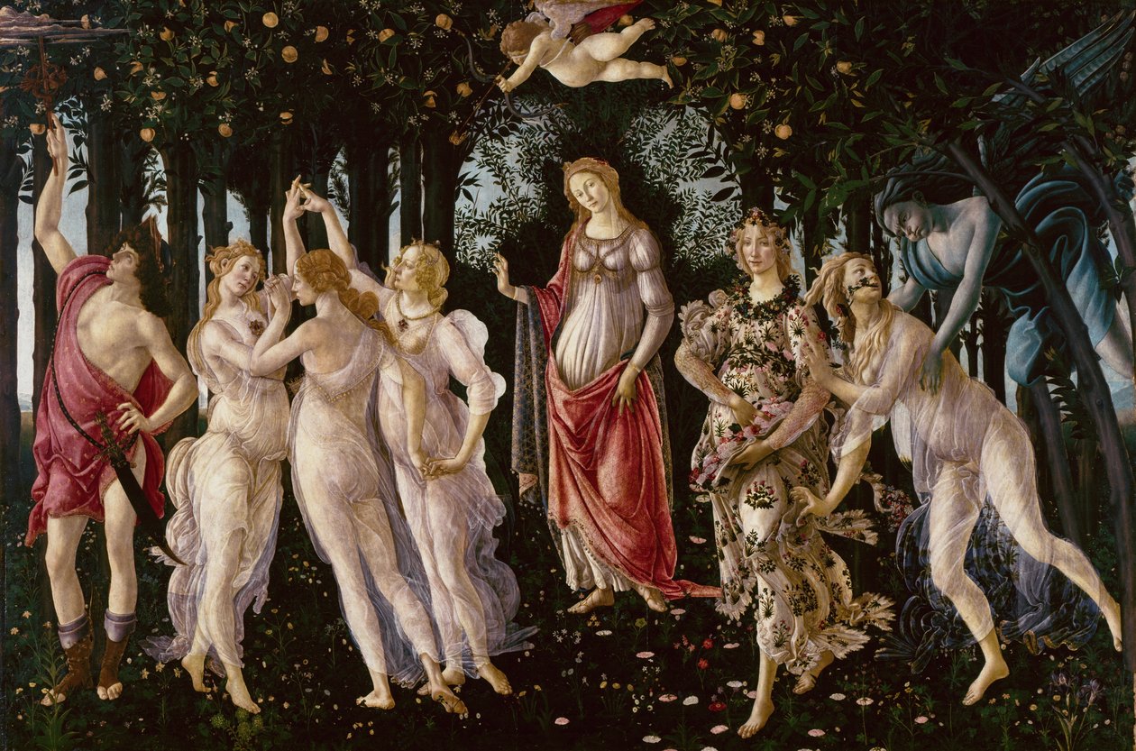 春天，c.1478（面板上的蛋彩画） 作者 桑德罗·波提切利（Sandro Botticelli）