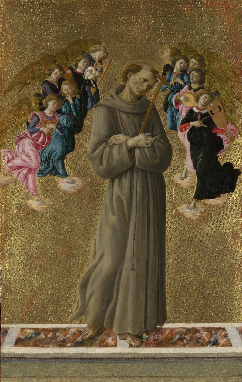 阿西西与天使圣弗朗西斯，约1475年 作者 桑德罗·波提切利（Sandro Botticelli）