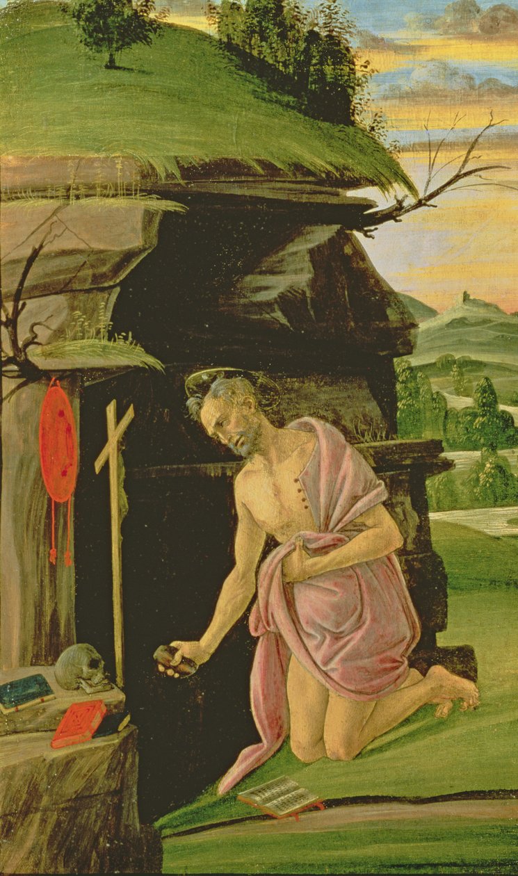 圣杰罗姆，1490年代（面板上的蛋彩画） 作者 桑德罗·波提切利（Sandro Botticelli）